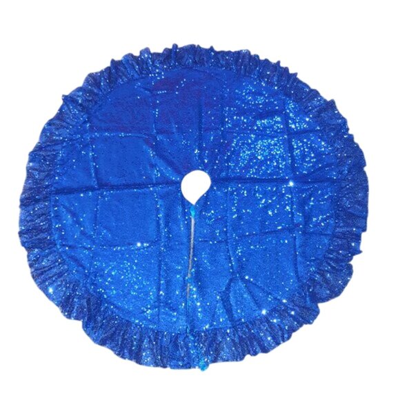 Christmas Tree Skirt, Sequins Tree Skirt for Xmas Tree, Royal Blue - 39.4 inches - Picture 1 of 5